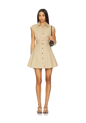 SANS FAFF Audley Trench Mini Dress in Beige. Size L. Also in M, S.