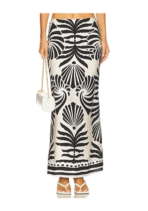 SEVEN WONDERS Clementine Maxi Skirt in Beige,Black. Size L. Also in S, XS.