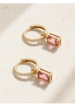 STONE AND STRAND - 14-karat Gold, Tourmaline And Diamond Hoop Earrings - One size