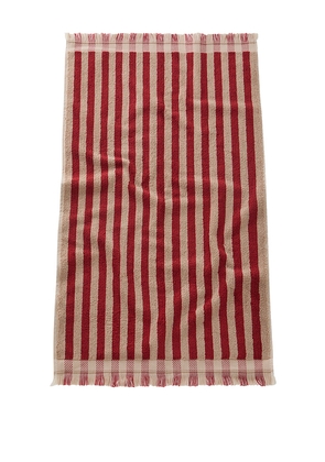 Piglet in Bed Pembroke Stripe Face Towel in Red.