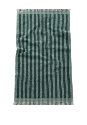 Piglet in Bed Pembroke Stripe Face Towel in Dark Green.