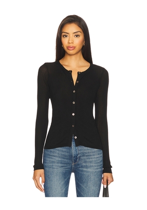 Sanctuary Lightweight Ribbed Cardi Top in Black. Size L. Also in S.