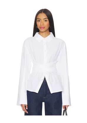 SNDYS Teigan Cinched Button Shirt in White. Size L. Also in XS.