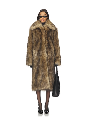 superdown x Emma Leger Carmela Faux Fur Coat in Brown. Size L. Also in M, S, XL, XS, XXS.
