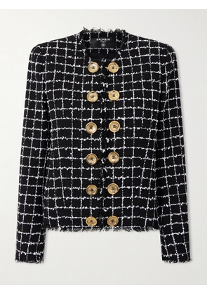 Balmain - Frayed Checked Bouclé-tweed Jacket - Black - FR 34,FR 36,FR 38,FR 40,FR 42,FR 44