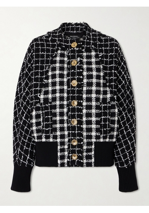 Balmain - Frayed Checked Bouclé-tweed Bomber Jacket - Black - FR 34,FR 36,FR 38,FR 40,FR 42