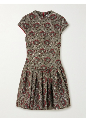 SIMKHAI - Elowen Pleated Metallic Jacquard Mini Dress - Multi - US00,US0,US2,US4,US6,US8,US10,US12