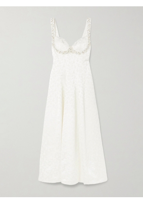 SIMKHAI - Charlotte Embellished Pleated Satin-jacquard Midi Dress - White - US0,US2,US4,US6,US8,US10