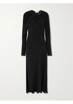 Victoria Beckham - Chain-embellished Draped Silk Midi Dress - Black - UK 4,UK 6,UK 8,UK 10,UK 12,UK 14