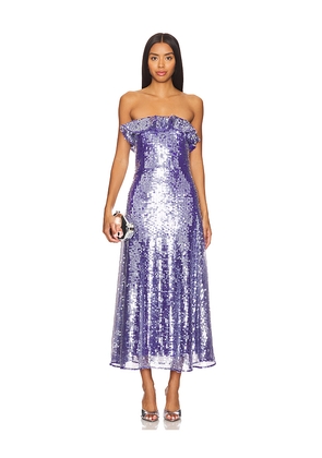 AMUR Braelynn Mesh Sequin Midi Dress in Purple. Size 10. Also in 2, 8.