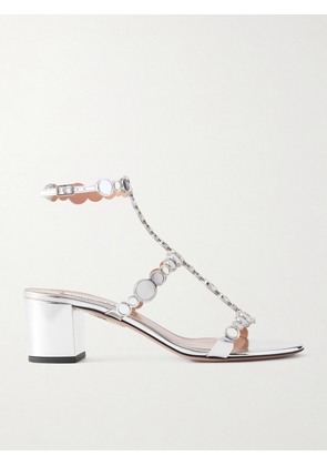 Aquazzura - Afterglow 50 Metallic Leather Sandals - Silver - IT36,IT36.5,IT37,IT37.5,IT38,IT38.5,IT39,IT39.5,IT40,IT40.5,IT41,IT41.5,IT42