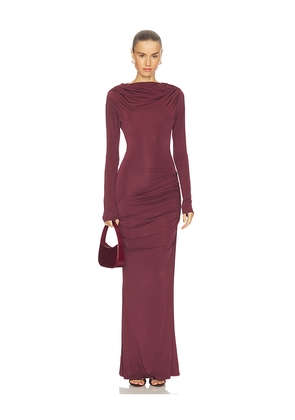 Paris Georgia Draped Jersey Dress in Burgundy. Size M. Also in L, XS.