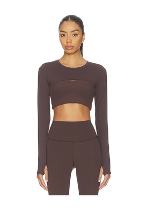 Splits59 Amelia Airweight Lite Shrug in Chocolate. Size L. Also in M, S, XL, XS.