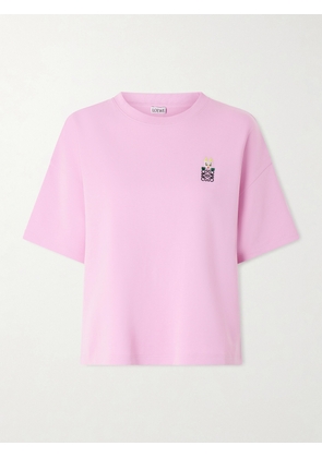 LOEWE - + Louis Wain Embroidered Cotton-blend Jersey T-shirt - Pink - x small,small,medium,large