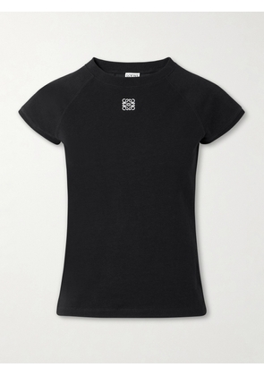 LOEWE - Anagram Embroidered Cotton-blend Jersey T-shirt - Black - x small,small,medium,large,x large