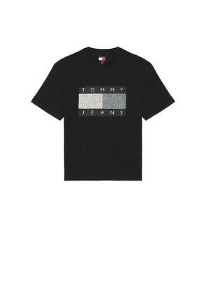 Tommy Jeans 90s Distressed Flag Tee in Black. Size L. Also in M, S, XL/1X, XS.