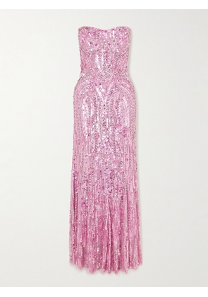 Jenny Packham - Euphoria Strapless Embellished Tulle Gown - Pink - UK 6,UK 8,UK 10,UK 12,UK 14,UK 16