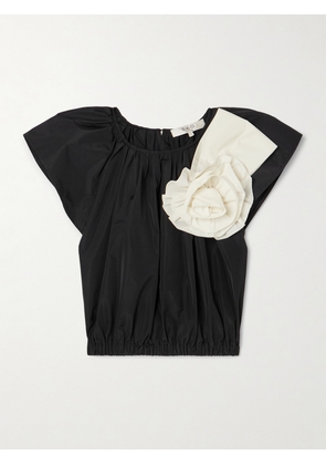 Sea - Laurie Cropped Appliquéd Taffeta Top - Black - x small,small,medium,large,x large