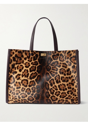 Anya Hindmarch - Mortimer Leather And Leopard-print Calf Hair Tote - Green - One size