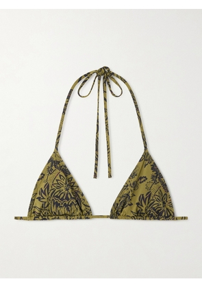 Ulla Johnson - Maya Printed Triangle Bikini Top - Green - x small,small,medium,large,x large