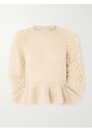 Ulla Johnson - Selene Ruffled Alpaca-blend Bouclé Sweater - Cream - x small,small,medium,large,x large
