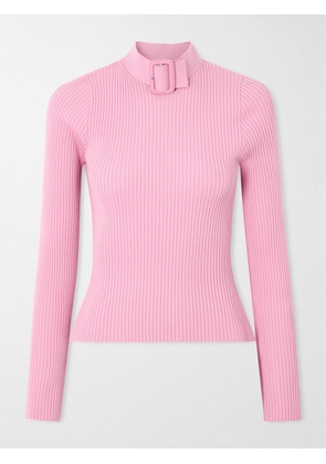COURREGES - Buckled Ribbed-knit Top - Pink - x small,small,medium,large,x large,xx large