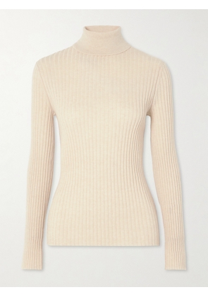The Elder Statesman - Ribbed Cashmere Turtleneck Sweater - Off-white - x small,small,medium,large
