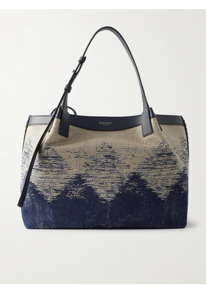 Serapian - Secret Small Leather-trimmed Embroidered Denim Tote - Blue - One size