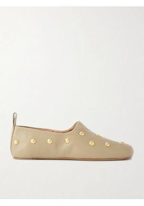 Chloé - Rita Embellished Leather Ballet Flats - Cream - IT36,IT36.5,IT37,IT37.5,IT38,IT38.5,IT39,IT39.5,IT40,IT40.5