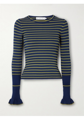 Proenza Schouler White Label - Yasmine Striped Ribbed-knit Sweater - Blue - xx small,x small,small,medium,large,x large