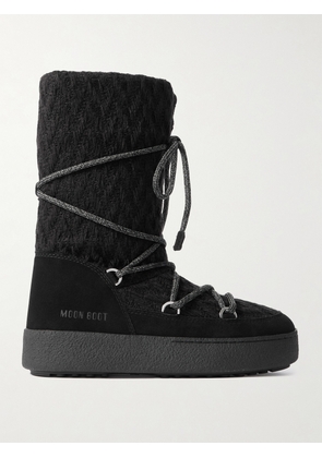 Moon Boot - + Guest In Residence Ltrack Suede-trimmed Knitted Snow Boots - Black - EU 35,EU 36,EU 37,EU 38,EU 39,EU 40,EU 41,EU 42