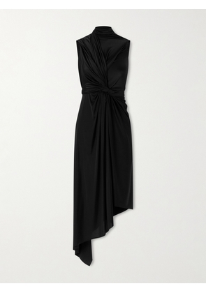 Balenciaga - Asymmetric Draped Knotted Satin-jersey Dress - Black - IT36,IT38,IT42