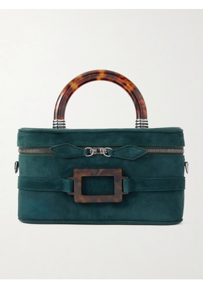 Roger Vivier - Belle Vivier Vanity Mini Buckled Suede Clutch - Green - One size