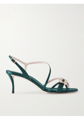 Roger Vivier - Efflorescence Crystal-embellished Satin Sandals - Green - IT36,IT36.5,IT37,IT37.5,IT38,IT38.5,IT39,IT39.5,IT40,IT40.5,IT41,IT41.5,IT42