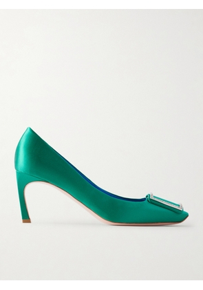Roger Vivier - Decollete Trompette 70 Embellished Satin Pumps - Green - IT36,IT36.5,IT37,IT37.5,IT38,IT38.5,IT39,IT39.5,IT40,IT40.5,IT41,IT41.5,IT42
