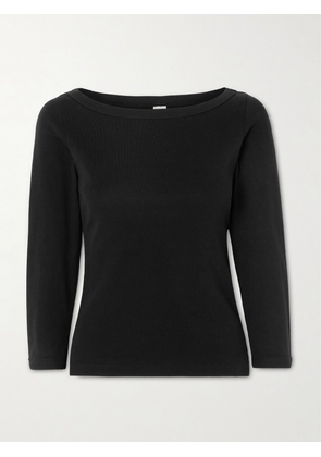 FLORE FLORE - Steffi Ribbed Organic Cotton-jersey T-shirt - Black - x small,small,medium,large,x large