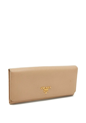 Prada Pre-Owned saffiano logo-plaque wallet - Neutrals