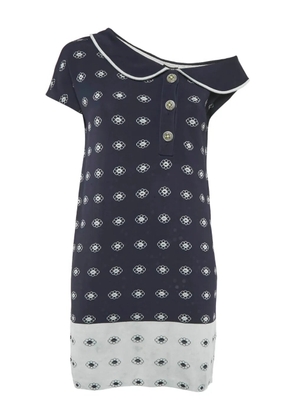 CHANEL Pre-Owned floral knit mini dress - Blue