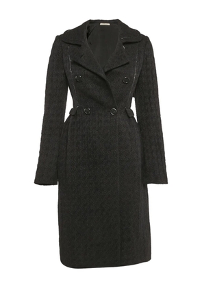 Bottega Veneta Pre-Owned jacquard leather detail coat - Black