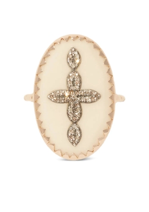 Pascale Monvoisin Bowie diamond cross oval ring - Gold