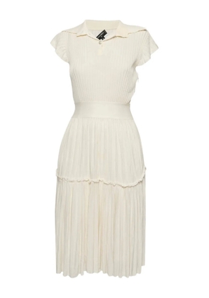 CHANEL Pre-Owned ribbed-knit midi dress - White