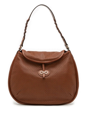 Ferragamo Pre-Owned 2021-2025 Perforated Leather Double Gancini shoulder bag - Brown