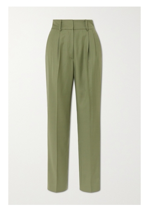 Loulou de Saison - Rurutu Pleated Wool Slim-fit Pants - Green - x small,small,medium,large