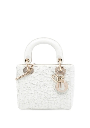 Christian Dior Pre-Owned 2019 Mini Wavy Crinkled Lambskin Lady Dior satchel - White