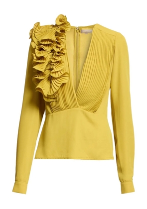 Elie Saab pleated chiffon blouse - Yellow