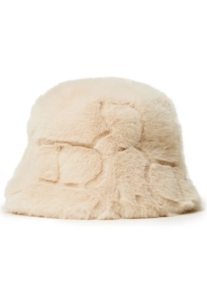 TWINSET faux fur logo hat - Neutrals