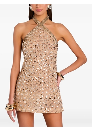Retrofete halterneck sequin-embellishment mini dress - Neutrals