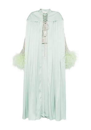 Reem Al Dhaheri embroidered feather-trimmed jumpsuit - Green