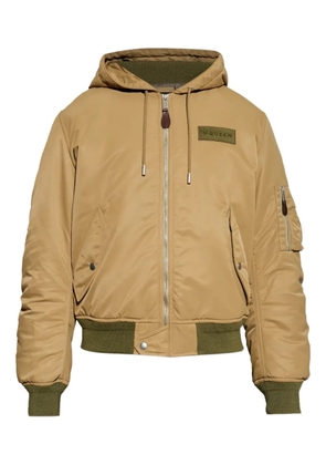 Alexander McQueen hooded zip-up bomber jacket - Neutrals
