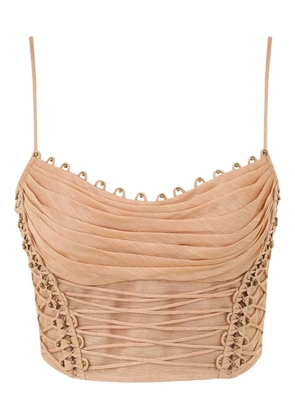 ZIMMERMANN Rebellion beaded crop top - Neutrals